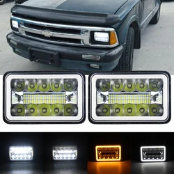 4x6 Square Led Headlight Sealed High Low Beam DRL Turn Signal Light for Kenworth Peterbilt H4651 H4652 for Chevrolet S10 1995