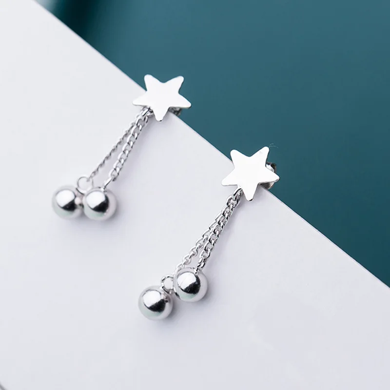 925 Sterling Silver Tassel Star Drop Earrings for Women Gift Party Jewelry Accessories pendientes boucle d oreille eh1054