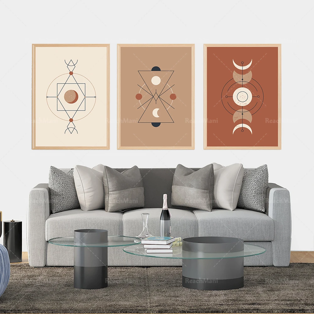 Mystery art prints, astrology decoration, beige, brown, neutral, abstract wall art living room decoration posters, bohemian wall