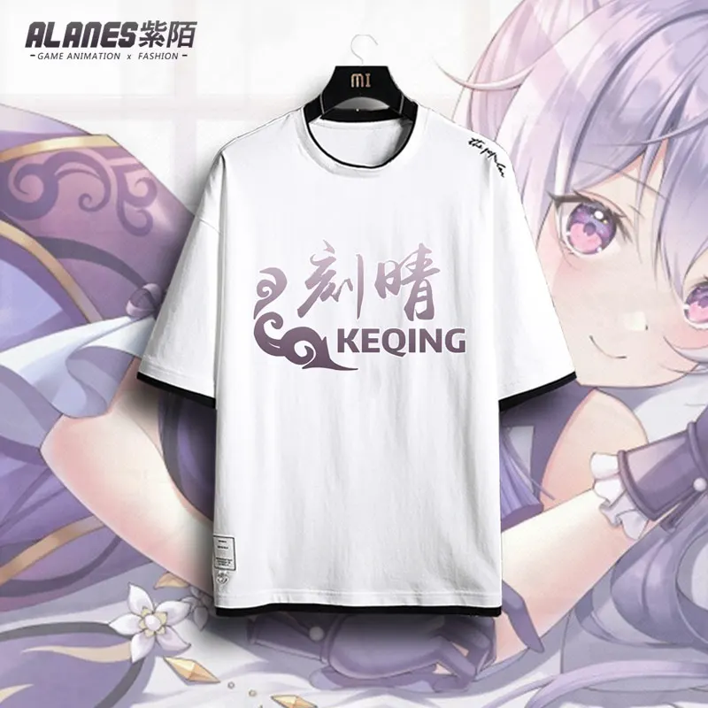 Male Xiao Genshin Impact Xiao Manga cosplay Short Sleeve Cotton Trendy T-shirt Japan Anime Game Tee Tops Oversized Clothes suits