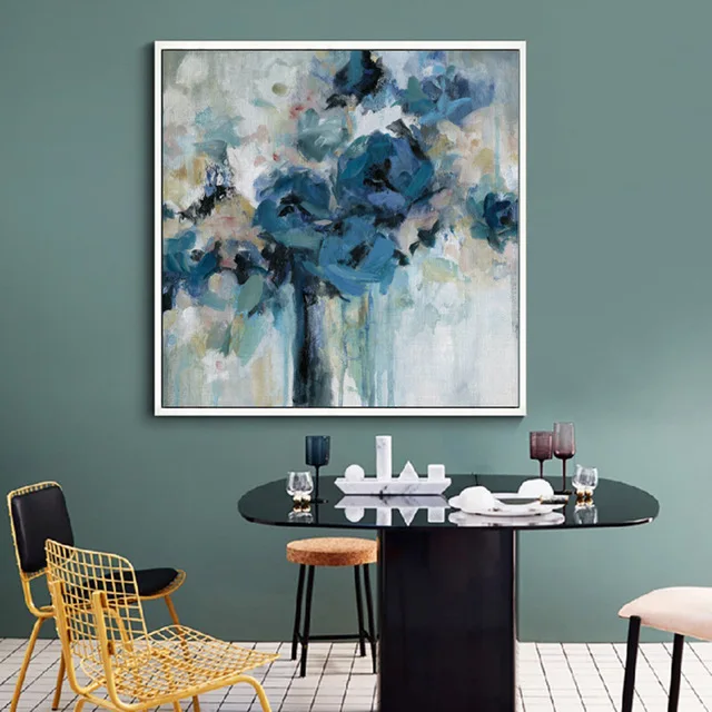 Watercolor Blue Flowers Canvas Painting Modern Abstract Posters and Prints Wall Art Pictures for Living Room Home Decor Unframed