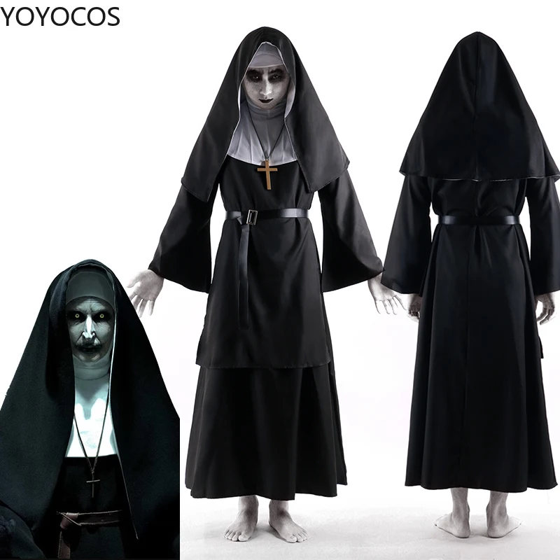 

YOYOCOS The Nun Cosplay Costumes Black Uniform Set Women Halloween Costume Horror Films Cosplay Carnival Party Girl Big Size