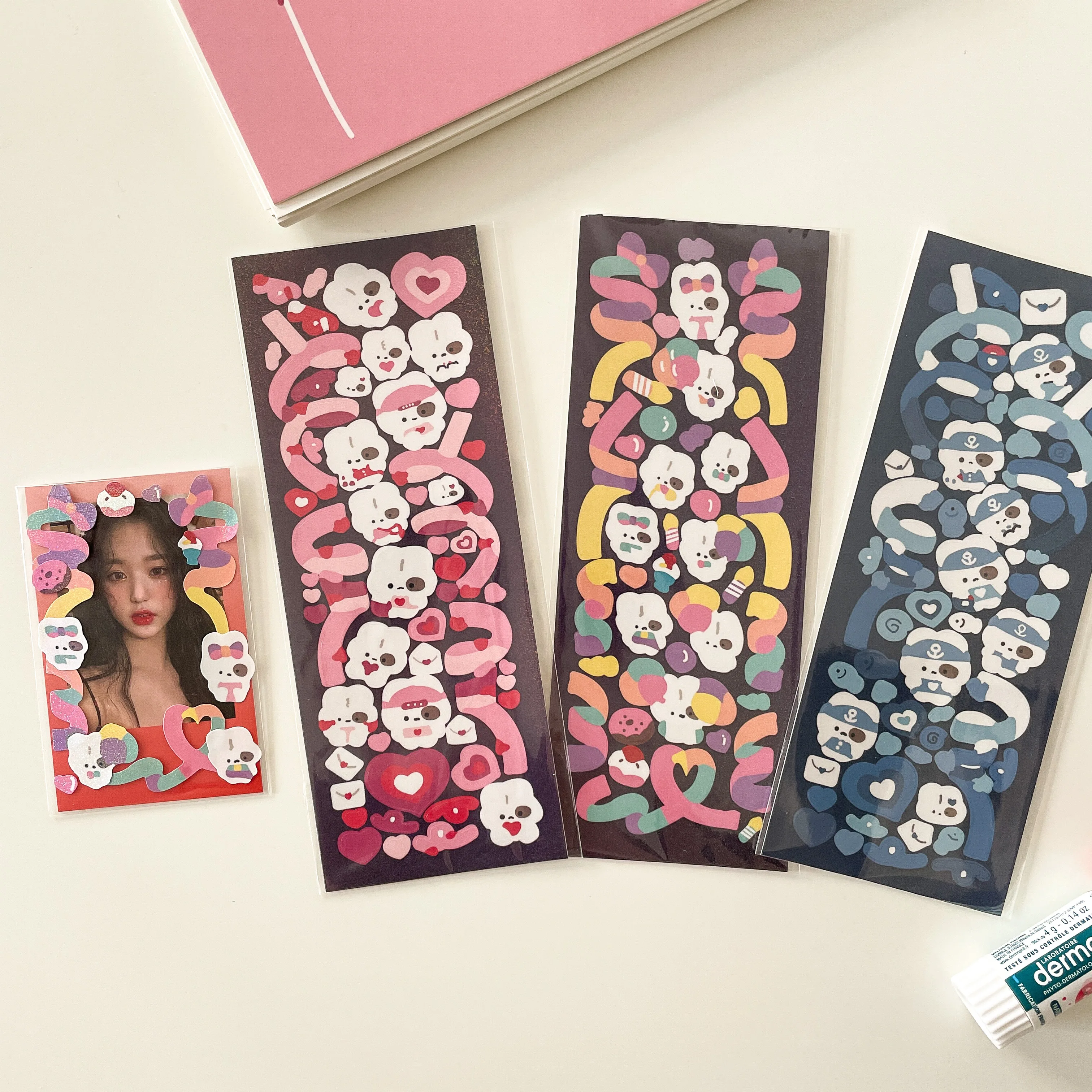 MINKYS Neue Ankunft 3 stücke 6 stücke Kawaii Bär Band Laser Bling Aufkleber DIY Sammelalbum Aufkleber Konfetti Dekoration DIY Foto rahmen – Detail 13