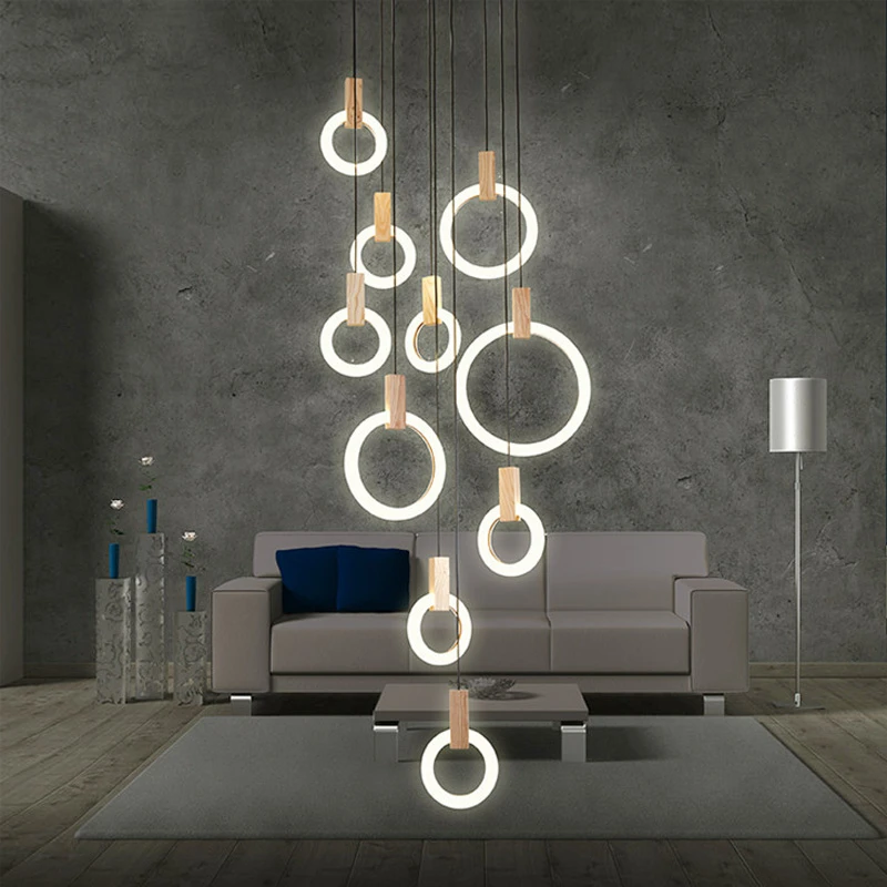 

Modern art deco pendant light Large pendant ring light Living Room Lighting For Hotel Lobby Office staircase pendant light