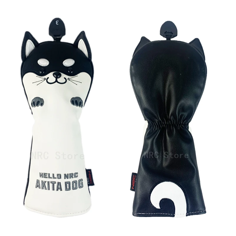 NRC Golf Club Headcovers Driver Fairway Wood Hybrid Covers Set Lovely AKITA Dog Cartoon Animal 460cc