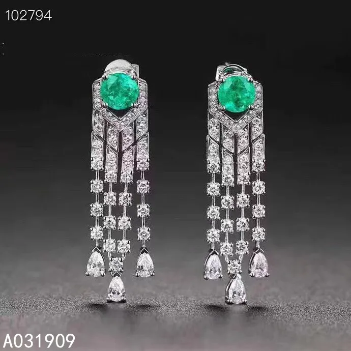 

KJJEAXCMY boutique jewelry 925 sterling silver inlaid Natural Emerald Women's earrings support detection luxurious