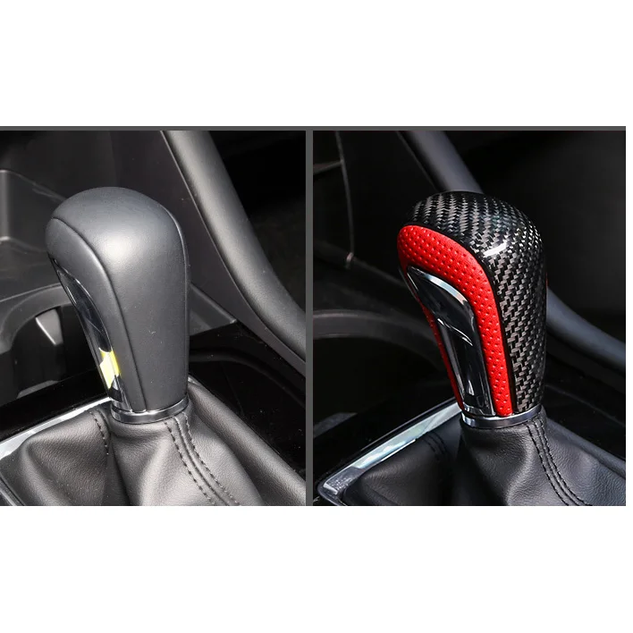 Carbon Fiber Car Gear Shift Knob Gear Head Perforated Leather Red and Black Gear Shifter For Mazda3 For Mazda 3 Axela 2019 2020