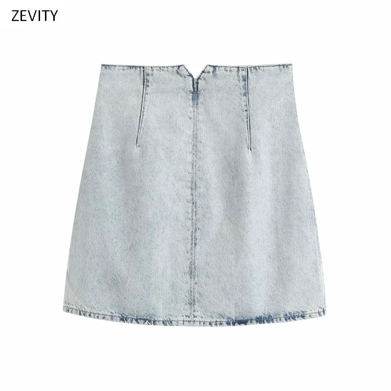 Zevity New 2020 Women casual slim denim A line mini skirt faldas mujer ladies retro zipper fly chic brand jeans skirts QUN630