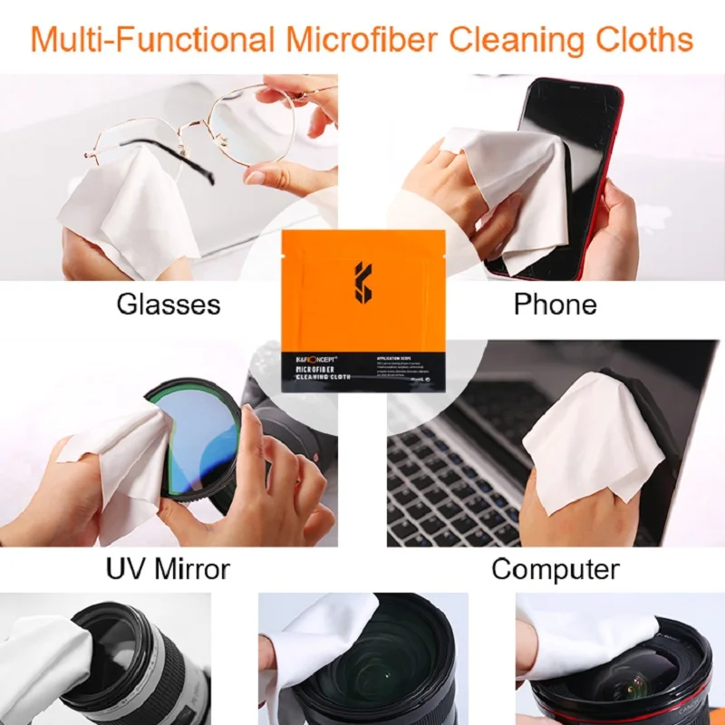 K&F Concept 20Pack 15x15cm Individually Vacuum Wrapped Microfiber Cleaning Cloths for Camera Lens Glasses Phones LCD Screens