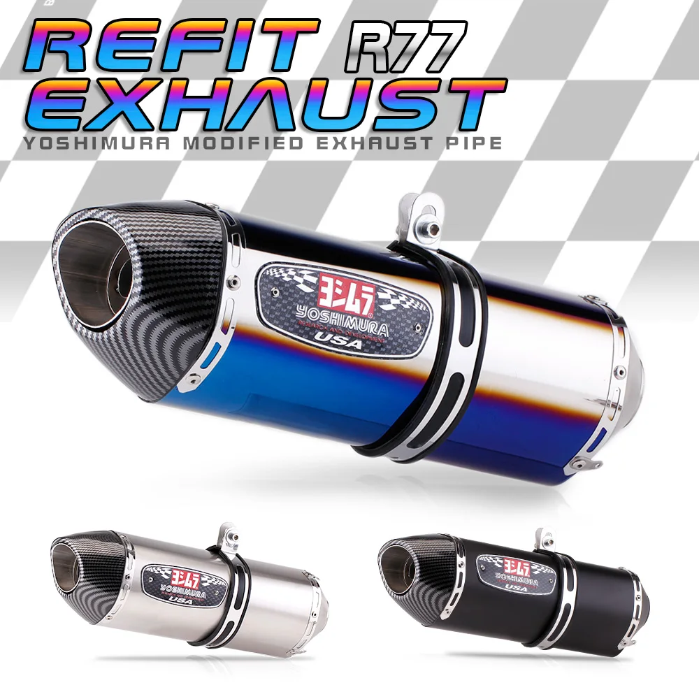 51mm universal motorcycle r77 modified exhaust pipe db killer silencer for pcx 125 150 crf300 mt15 z900 c650gt tmx530 cb500