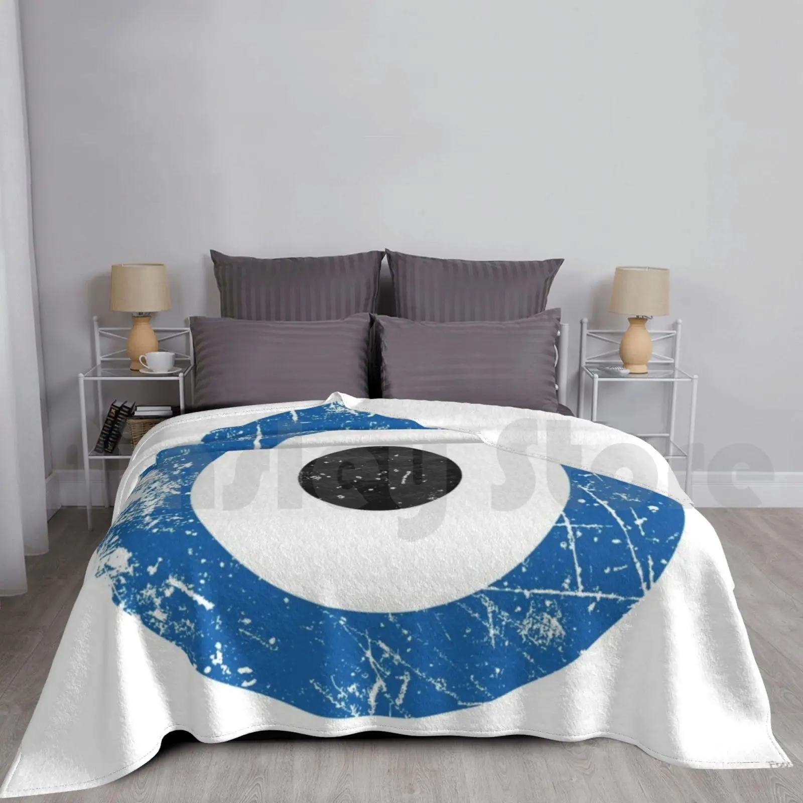 Inter Blanket Fashion Custom Colours Football Footy Sport Soccer Park Pattern Target Circle Circles Spiral