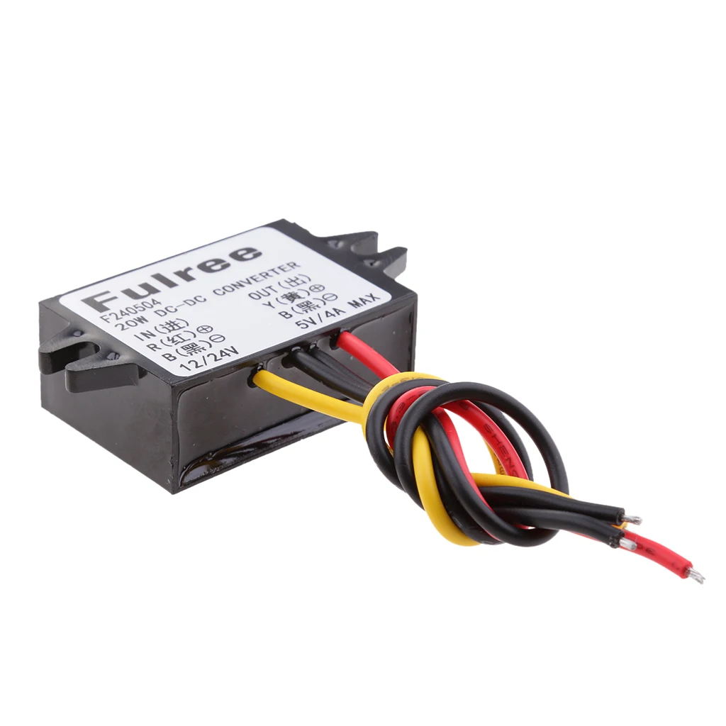 Convertidor de CC de 12V, 24V a 5V, 4A, 20W, regulador reductor, fuente de alimentación LED para coche