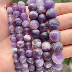 Natural Dream Amethysts Frosted Round Loose spacer Stone Beads For DIY Necklace Bracelats woman man Jewelry Making strand 15