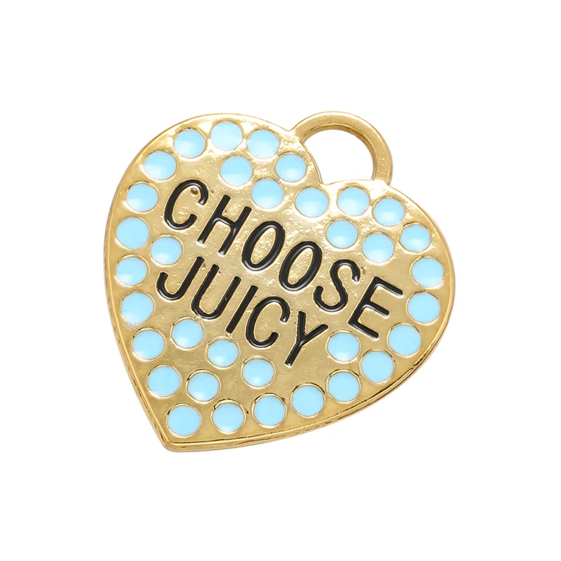 ZHUKOU Enamel heart Pendant CHOOSE JUICY Pendant for Handmade Necklace Earrings Jewelry Accessories Supply Wholesale VD1016