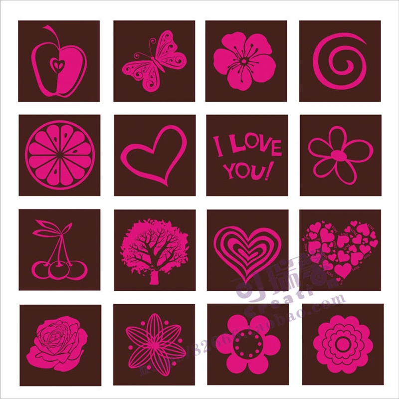 

10PCS Chocolate Printing Transfer Paper Cake Shop Baking Mold Love Printing Transfer Paper Heart-shaped LOVE Valentine