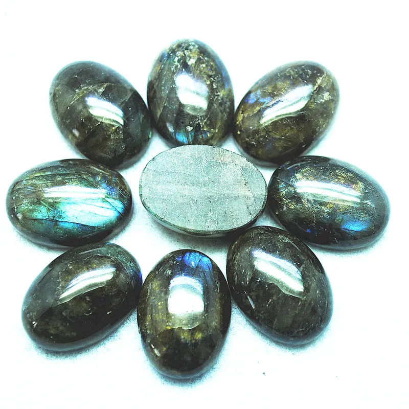 5PCS Nature Labradorite Stone Cabochons Good Quality AAA OVAL Shape 10x14MM 12X16MM 13X18MM Loose Beads Cabs No Hole Top Sells