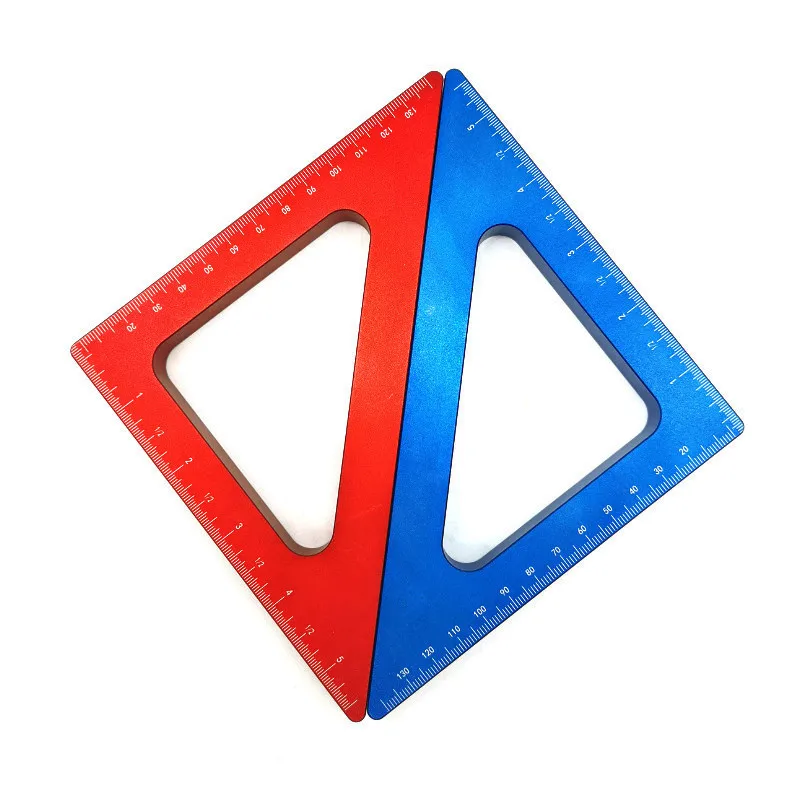 45 Độ Hợp Kim Nhôm Góc Thước Inch Hệ Mét Tam Giác Thước Thợ Mộc Xưởng Chế Biến Gỗ Vuông Dụng Cụ Đo