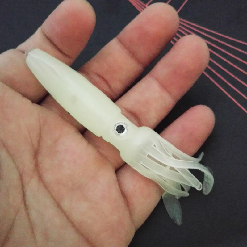 POETRYYI 1pcs Squid Jigs Silicone Fishing Lure Soft Bait 10cm/8g Luminous Octopus Artificial Tuna Sea Night Fishing Tackle