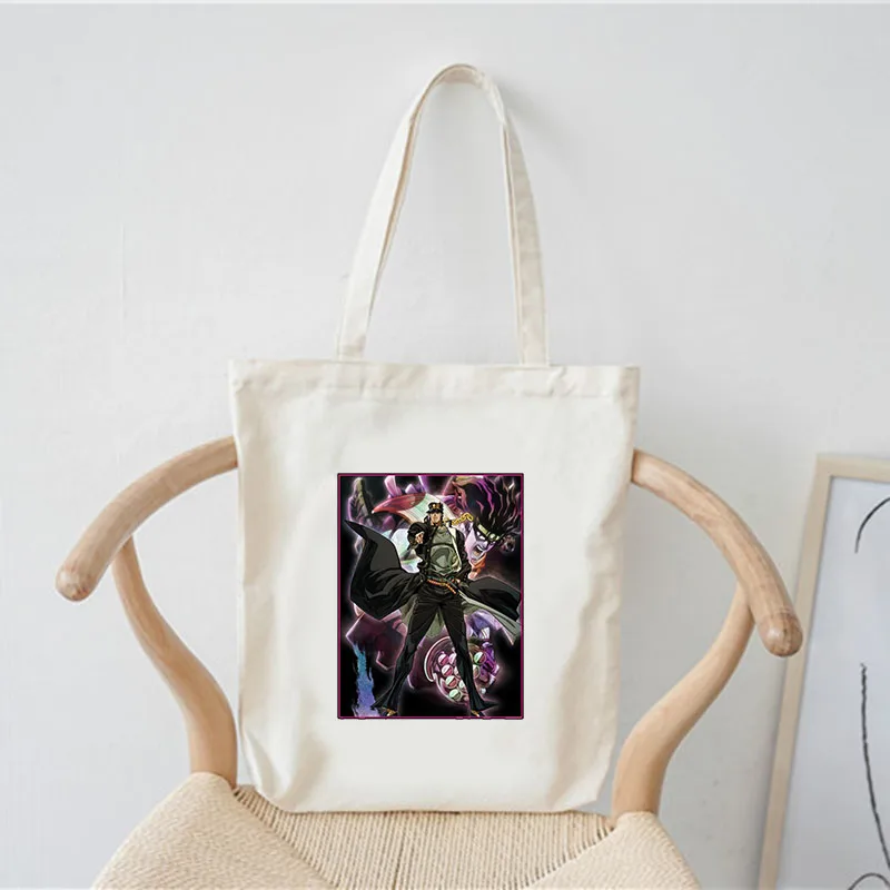 Jojo Bizarre Adventure Shopping Bags Customizable Logo Bag Women\'s Handbags Large Designer Shopper Shoulder Canvas Bag Tote Bag