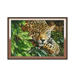 Leopardo punto croce kit aida 14ct 11ct conteggio stampa su tela croce punti di ricamo ricamo a mano FAI DA TE