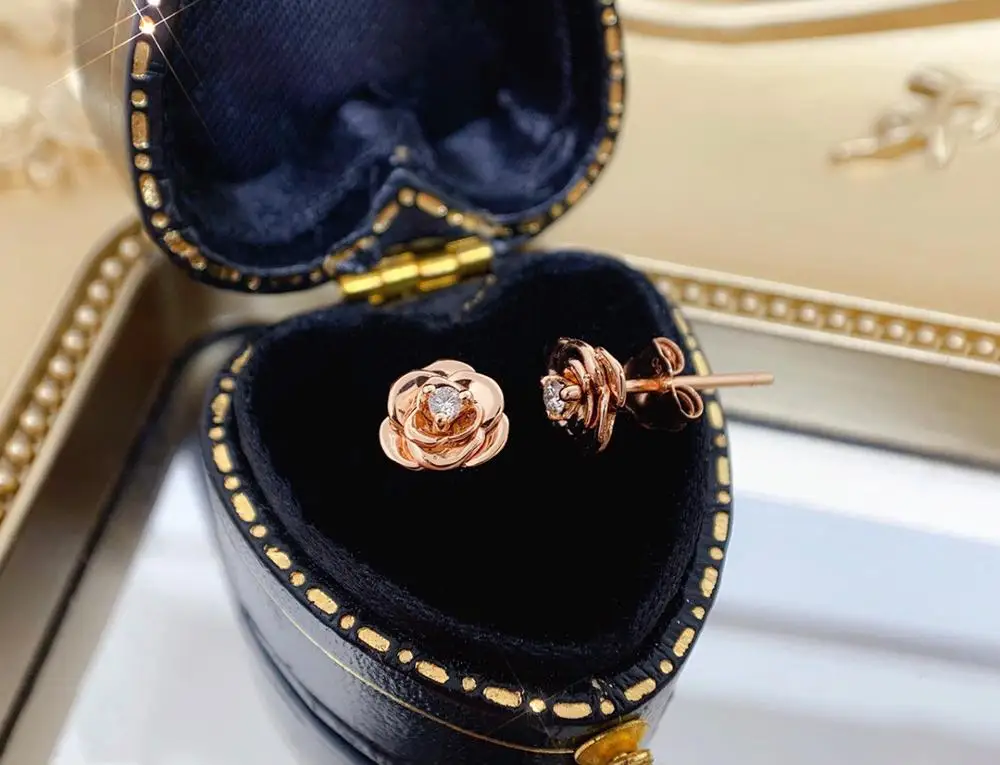 

MADALENA SARARA 18k Gold Earrings Rose Style Women Stud Earrings