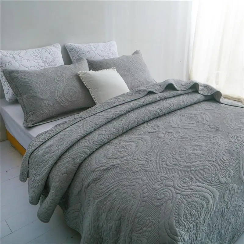 40Luxury Gray White Beige Pink European 100% Cotton Bedspread Bed Sheet Bed Linen Bed Cover Summer Quilt Blanket Pillowcases