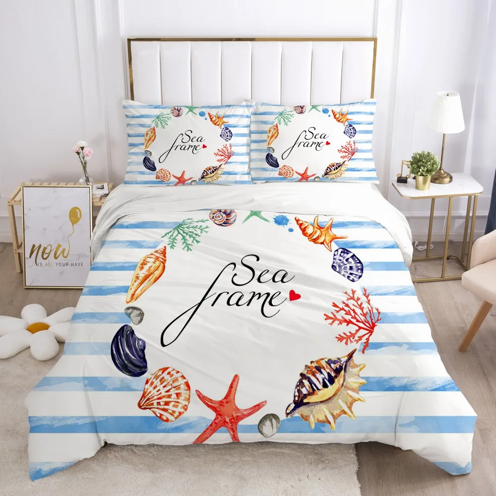 

3D Duvet Cover Set Quilt Covers Pillow Case Bedding Sets Bedding Bag King Queen Full Twin Size Sea Home Textile