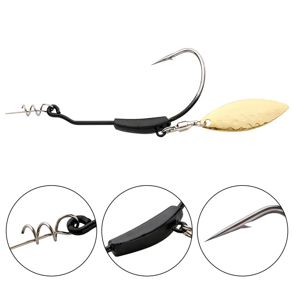 WALK FISH 3PCS 2g 3g 4g 5g 7g 9g Kurbel Haken Metall Löffel Pailletten fügen Gewicht Köder mit Twist Lock Widerhaken Offset Haken – Detail 12