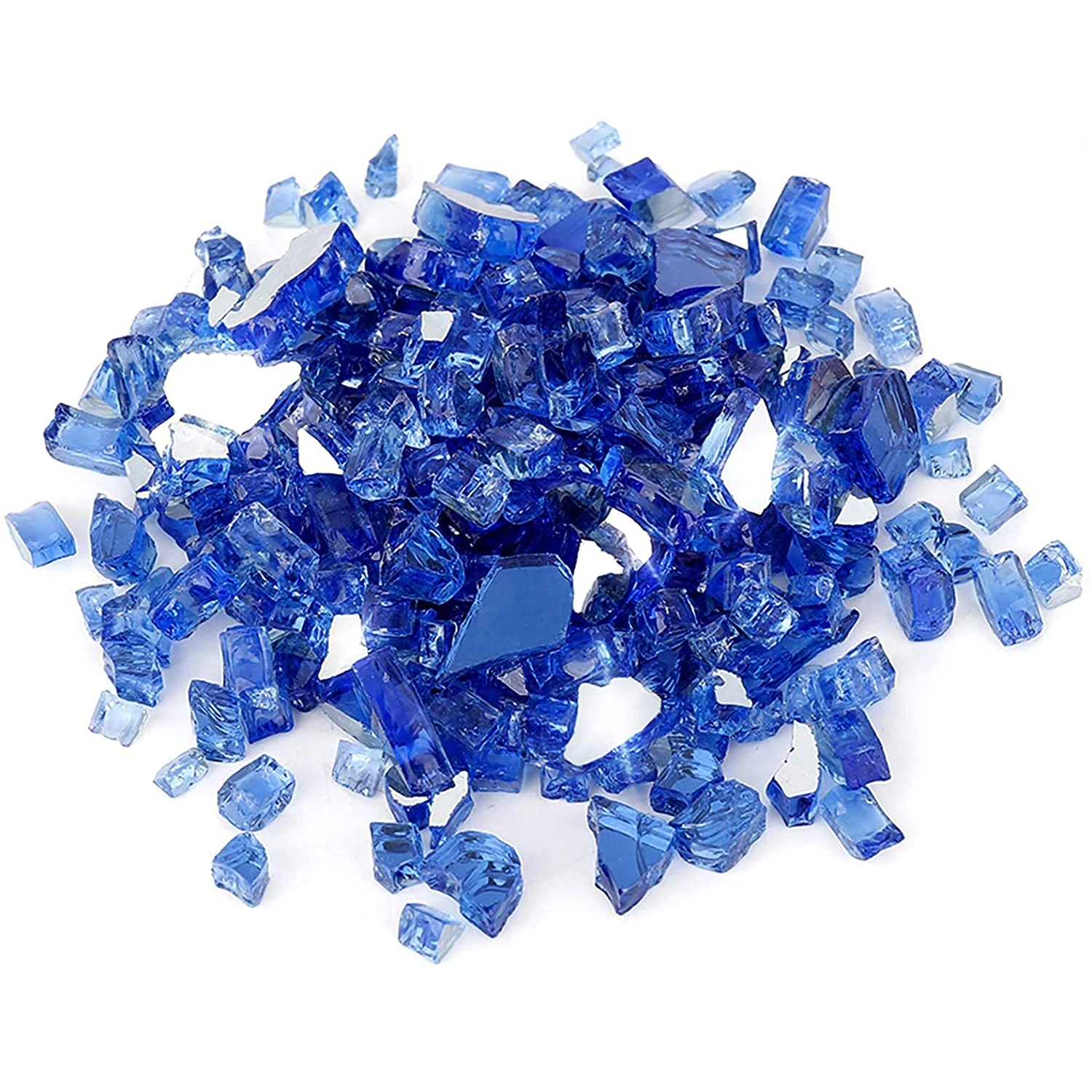 Fire Glass for Fire Pit Fireplace Landscaping, 1/2-Inch Cobalt Blue Reflective