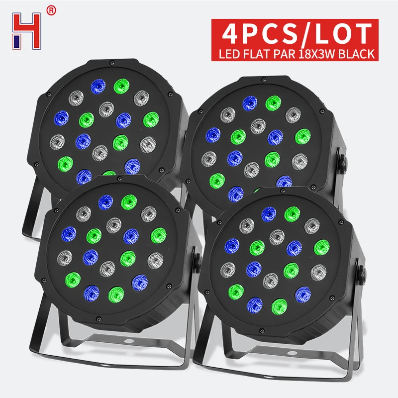 18X3W Par Lights Stage LED Flat Uplighting RGB Wash Sound Activated For Nightclub Christmas Wedding Party Indoor Event