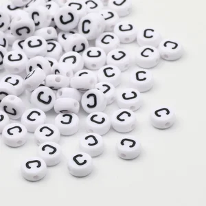 50/100/200 قطعة / الكثير 7x4mm أبيض جولة من الألف إلى الياء الأبجدية رسالة الاكريليك فضفاضة فاصل الخرز للمجوهرات DIY صنع اكسسوارات سوار أفضل 10 حبات مبيعا بالحروف - رقم 10