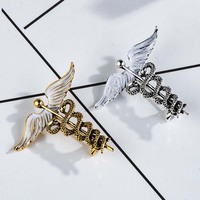 1Pc Crystal Caduceus Pins Badge Brooches Lapel Pin Medicine Symbol Gifts For Nurse Doctor Students Brooch