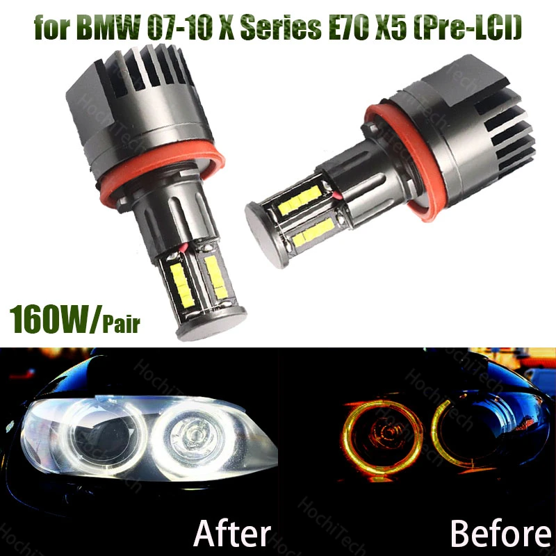 

160w Led Marker Car Angel Eyes for BMW 2007-2010 X Series E70 X5 (Pre-LCI) White LED Angel Eye Headlight Bulbs