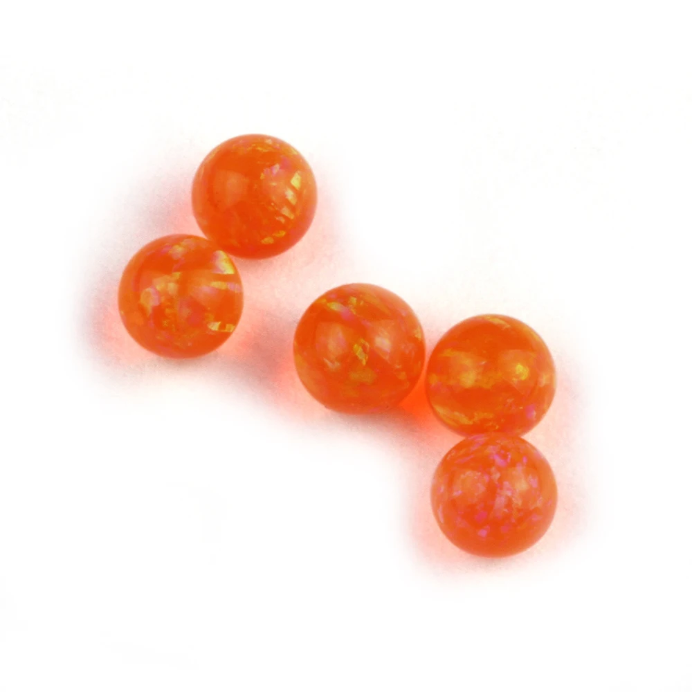 

Orange Flash Jewelry Beads 20pcs/Lot Lab Created Opal OP67 Full Drilled Round Ball Stone