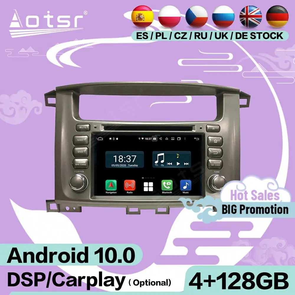 128 Carplay Android For Toyota Land Cruiser 100 LC100 1998 1999 2000 2001 2002 2003 2004 2005 2006 GPS Audio Radio Receiver Unit