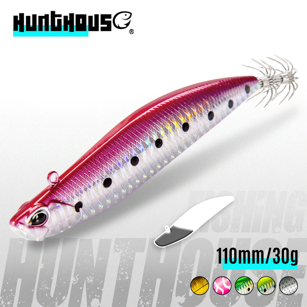 

Hunthouse Squid Jigs Fishing Lures Sinking Egi Hook Jigging Trolling Hard Bait 110mm 26.7g For Cuttlefish Tip-Run Slow Tackle