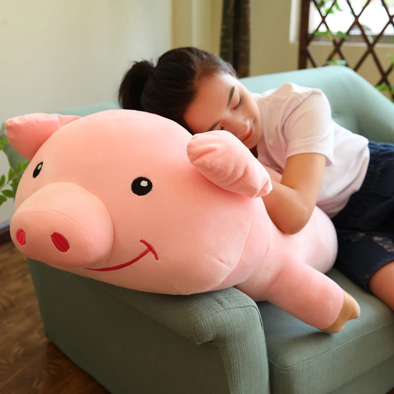 

Dorimytrader 90cm Large Soft Lovely Cartoon Lying Pig Plush Pillow 35'' Cute Stuffed Animal Piggy Doll Kid Lover Gift DY60213