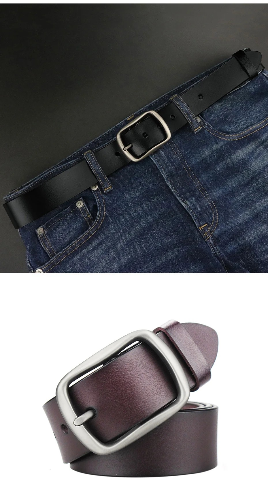 Maikun herren Business Casual Große Größe Gürtel Modische Echtes Leder Gürtel Beliebte Vatertag Geschenk – Detail 3