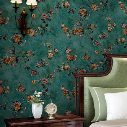 

American Style Non-woven Wallpaper Garden Embossed Bedroom Living Room Home Decorative Background