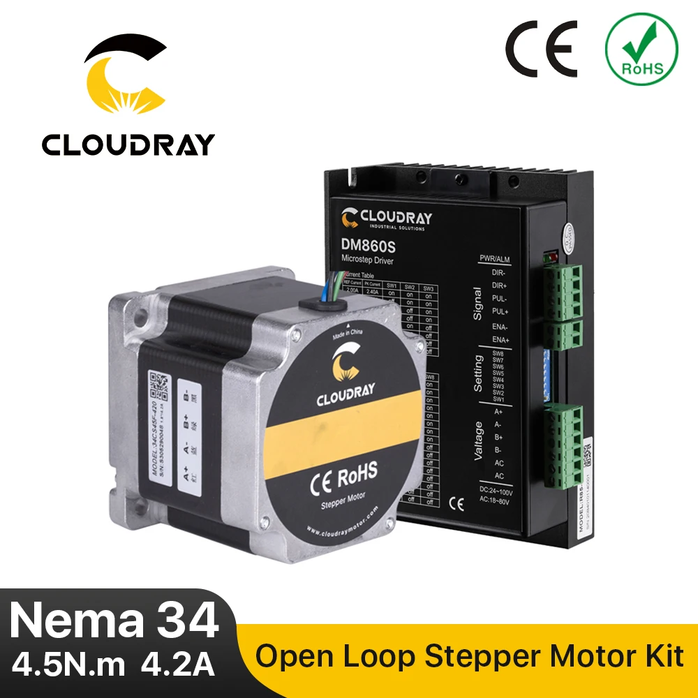 cloudray nema 34 open loop stepper motor driver kit fresadora de gravacao cnc 45a 45nm dm860s ac dc 24a72a 01