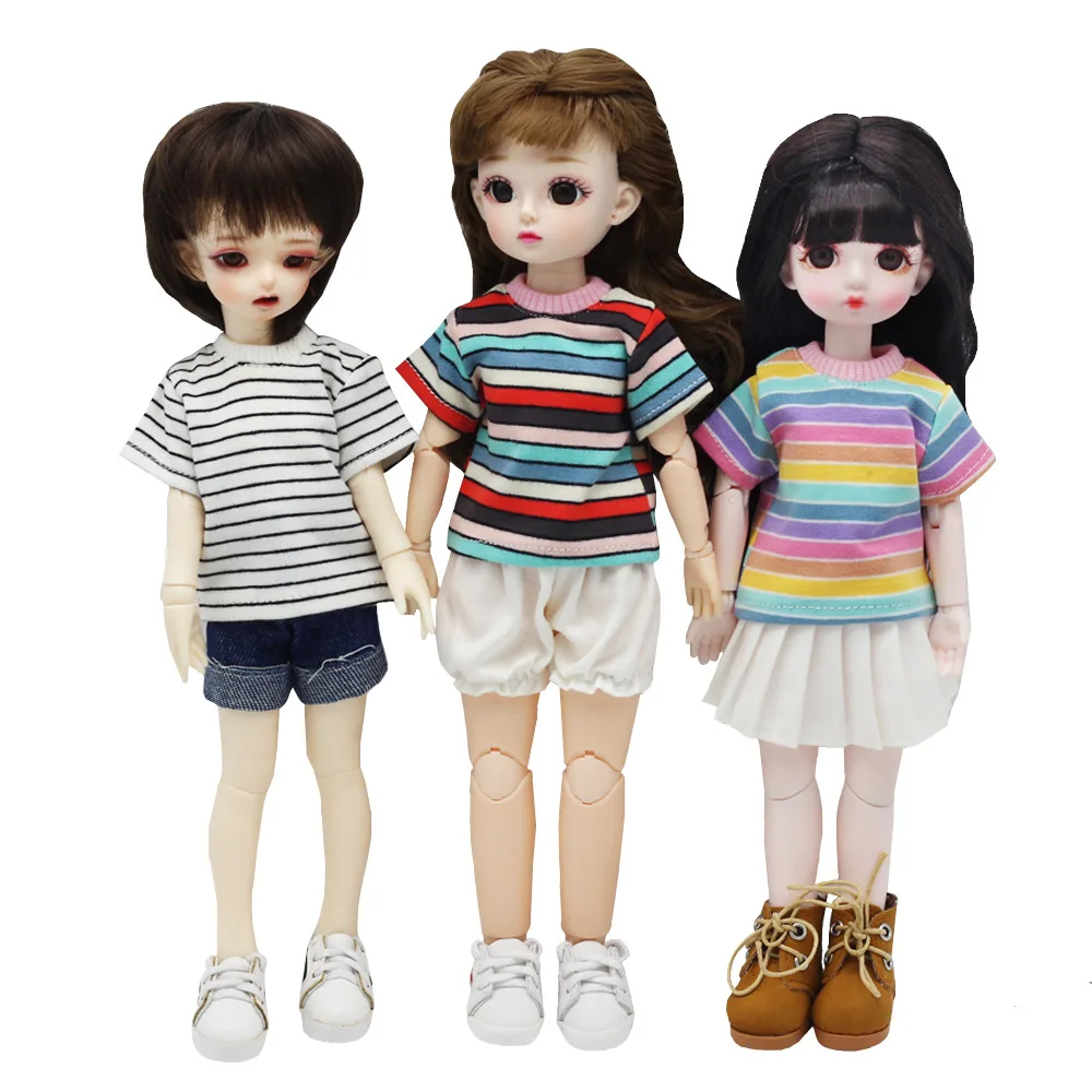 HOUZIWA BJD Doll Accessories Stripe Doll T-Shirt Clothes For Doll 1/6