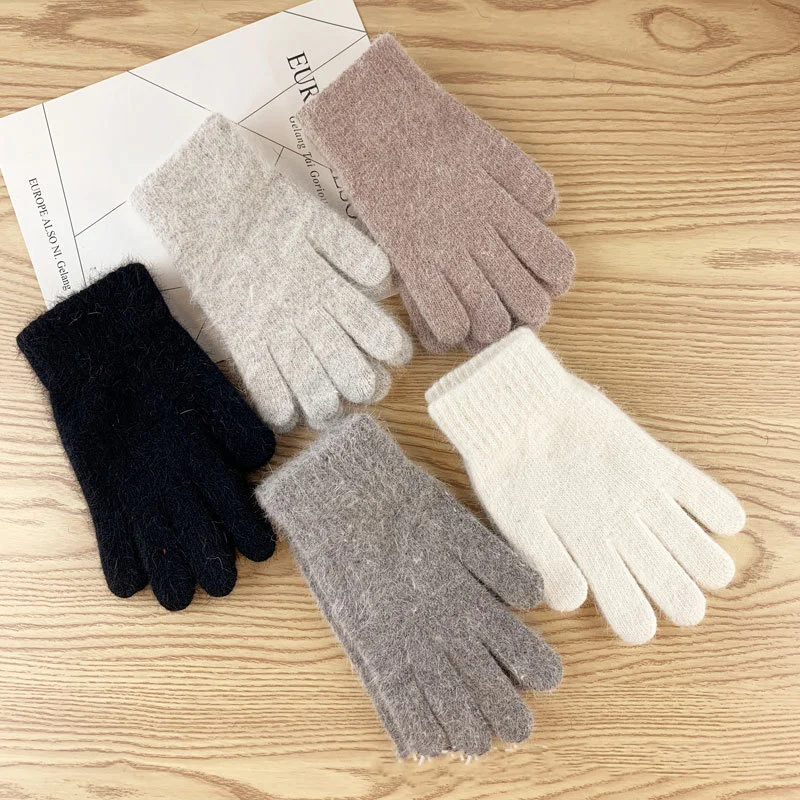 Guantes cálidos de felpa para mujer, manoplas bonitas para montar, Invierno