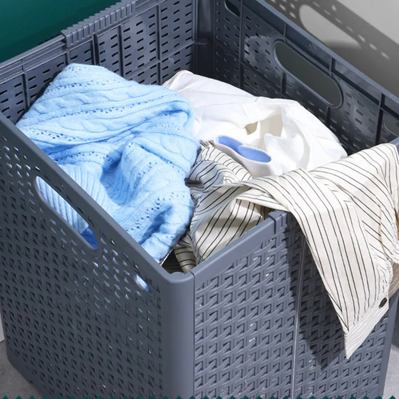 2023 New Dirty Clothes Basket Laundry Basket Bathroom Folding Dirty Clothes Basket Hollow Plastic Dirty Clothes Storage Basket