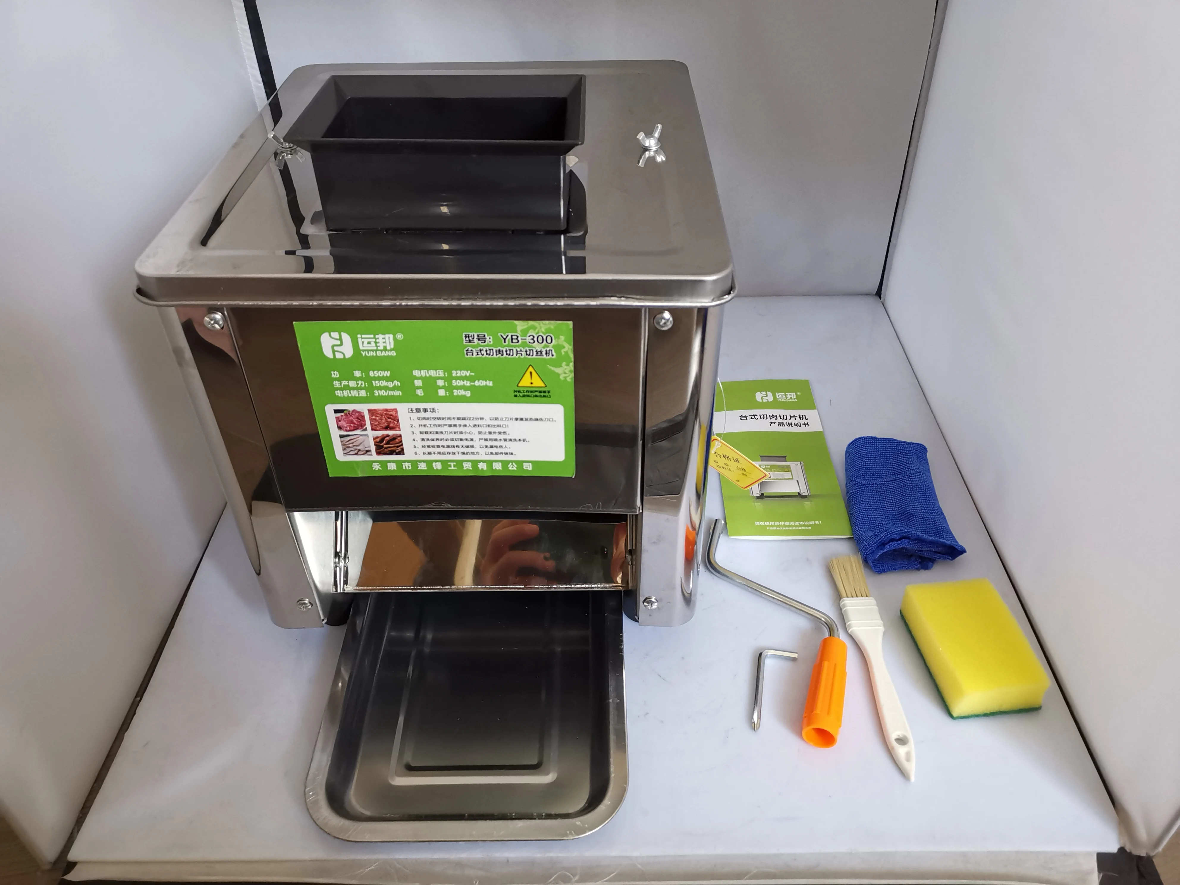 ماكينة تقطيع لحم آلية صغيرة من الفولاذ المقاوم للصدأ ، آلة التكعيب المنزلية لحم الخنزير الشريط