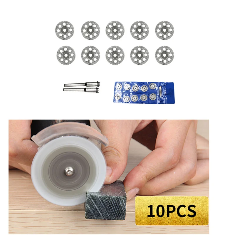 10Pcs/set Dremel Diamond Cutting Disc For Dremel Rotary Tools Accessories with 2 Mandrel