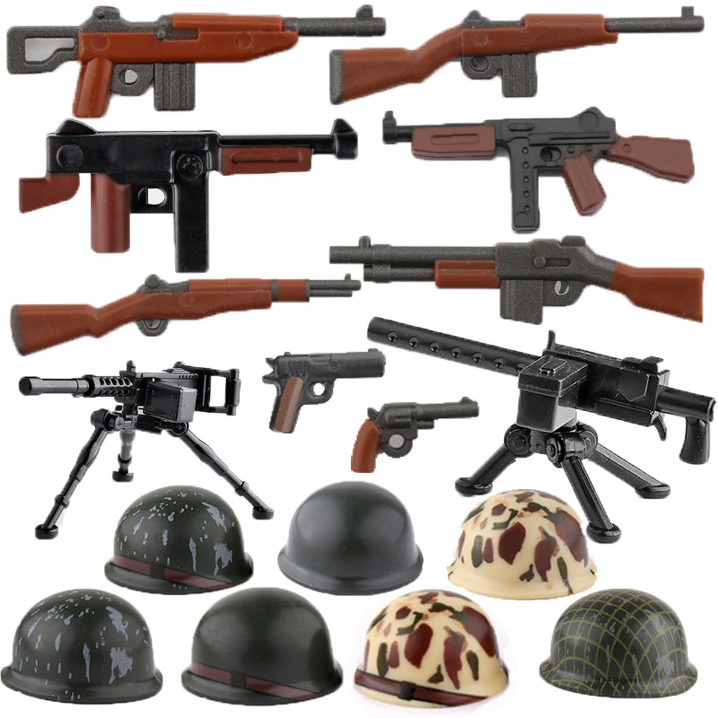 

USA WW2 Solider Figures Weapons Guns Helemet Military Building Blocks Toys Gifts Mini Bricks Rifle Submachine Sniper Guns Pistol