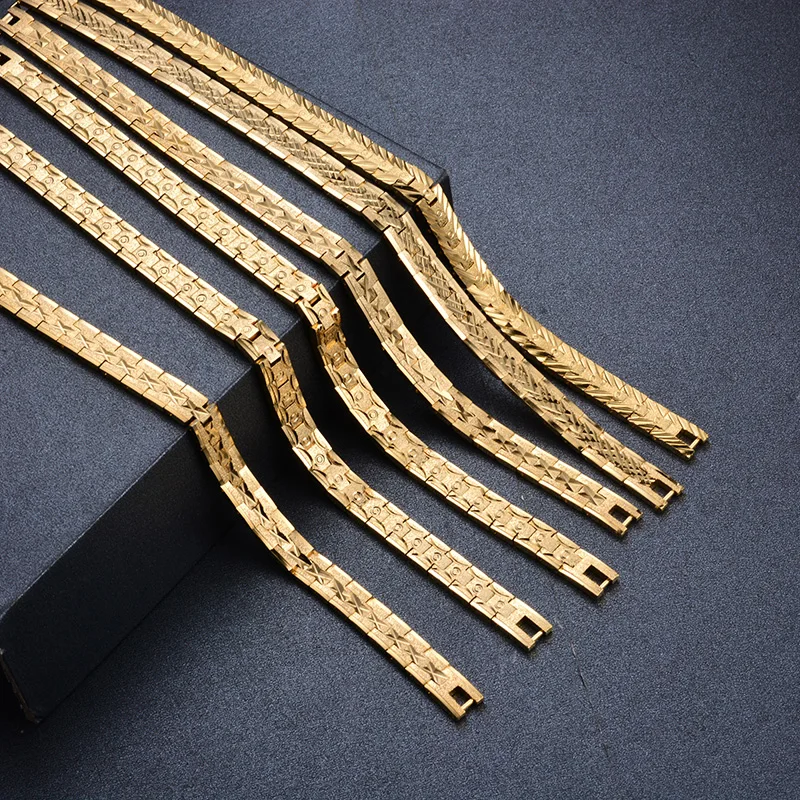 Wando 0.7CM wide and 19.5 long Gold Color Bracelet for Man Women Luxury bracelet Jewelry Wedding Jewelry Bangles  Party Gift