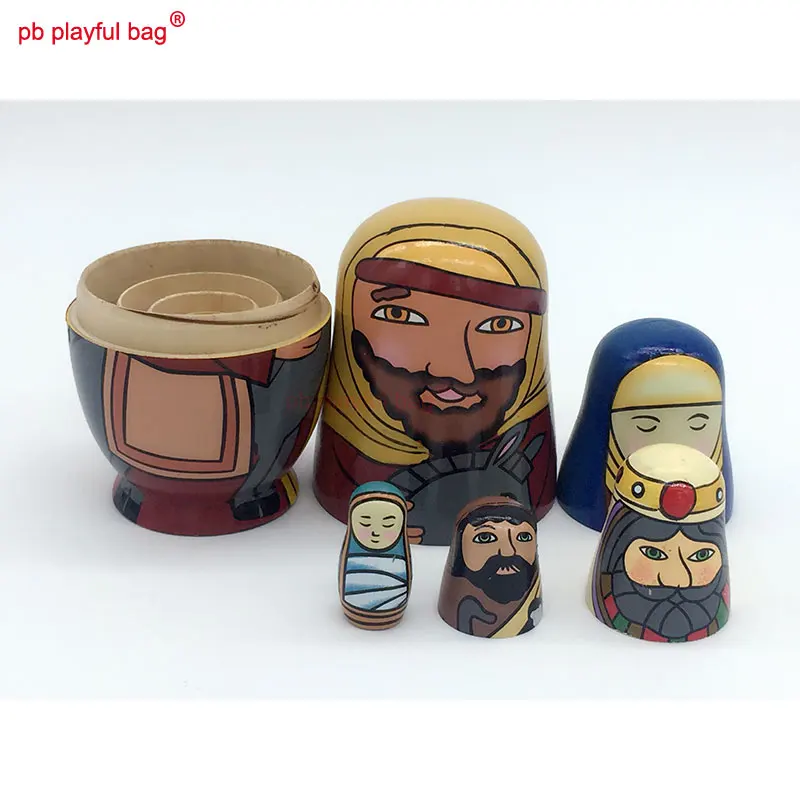 PB Playful bag Five layer horse Hugger Russian dolls wooden DIY toy set crafts Valentine's Day creative novelty gift HG85