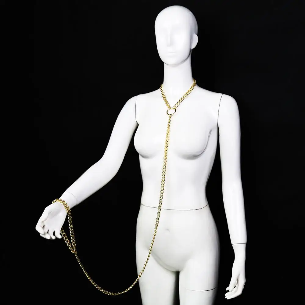 Colar sexy de metal com trela bdsm e bondage, acessórios sexuais para jogos adultos e mulheres