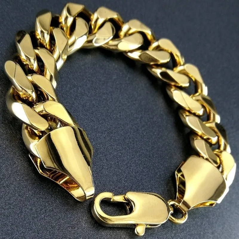 Yellow Gold  Color Noble Mens Bracelet Chain Gift Jewelry b163